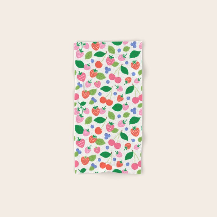Strawberries and Cherries - Bright Colors Bath Towel Gallery Image 1