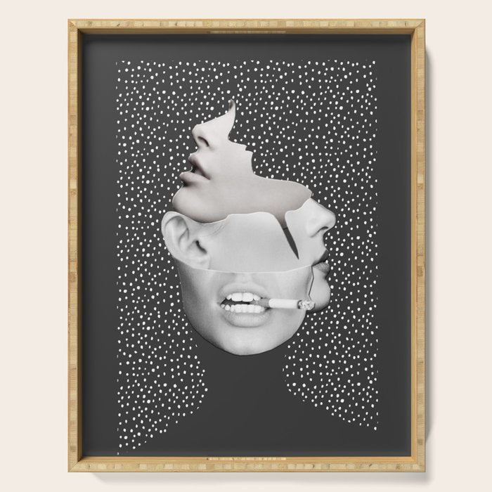 collage art / Faces 2 Serving Tray Gallery Image 1
