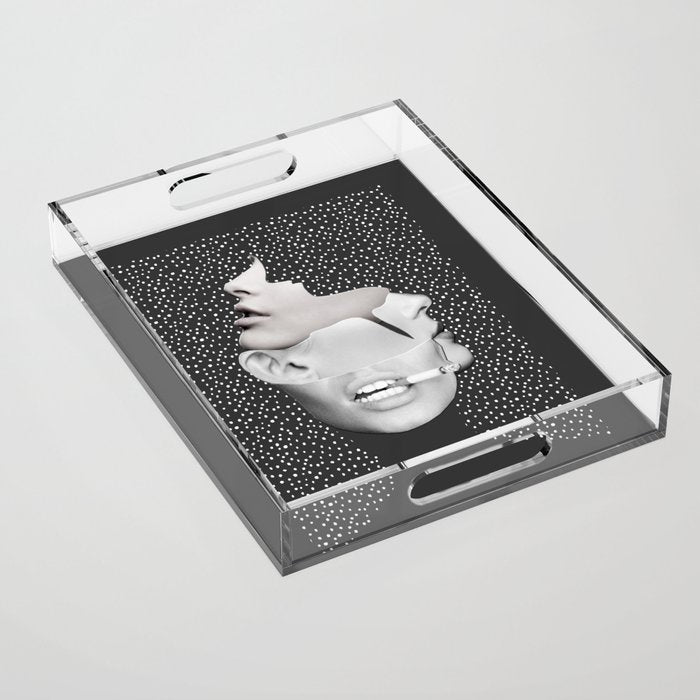 collage art / Faces 2 Acrylic Tray Gallery Image 1