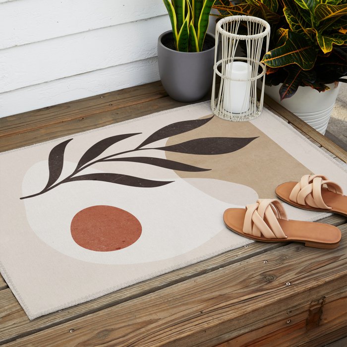 Minimal Abstract Art Plant 7 Outdoor Rug Gallery Image 2