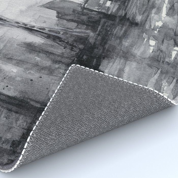 Seattle Skyline Painting Watercolor Black and White Space Needle Rug Gallery Image 4