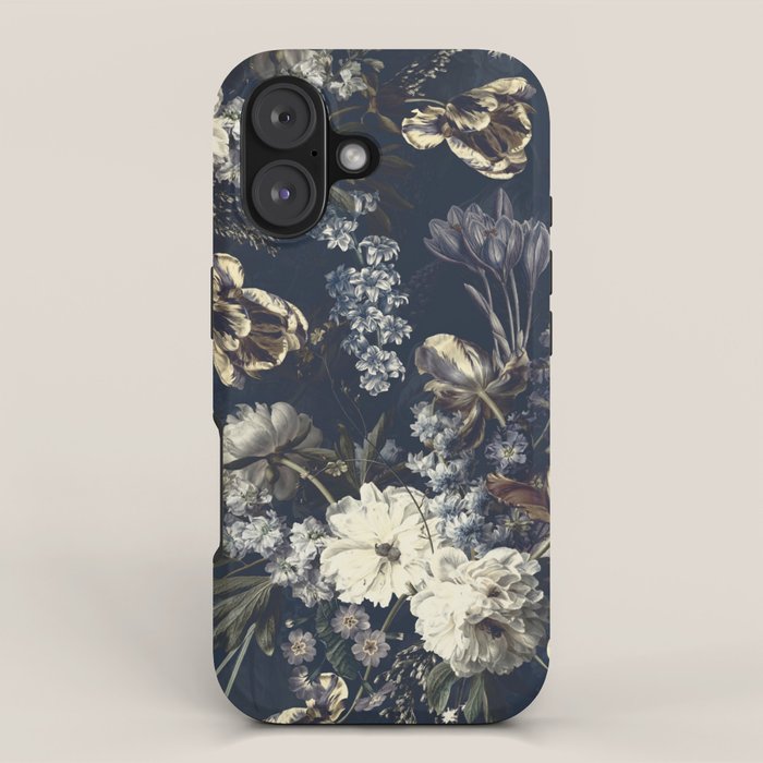 Antique Blue Moonlight Midnight Baroque Flower Garden iPhone Case Gallery Image 1