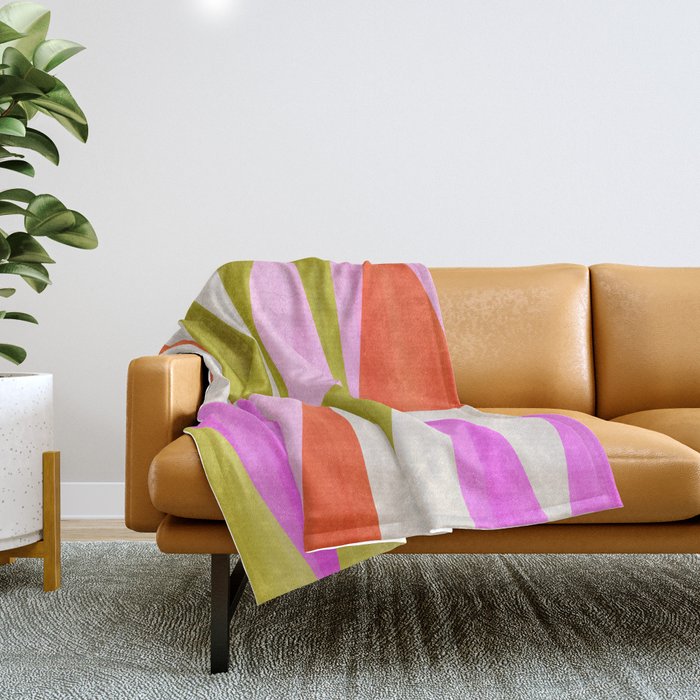 Mid Mod Diamond Pattern 1. textured Pink Green  Throw Blanket Gallery Image 1