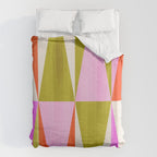 Mid Mod Diamond Pattern 1. textured Pink Green  Duvet Cover Gallery Image 6