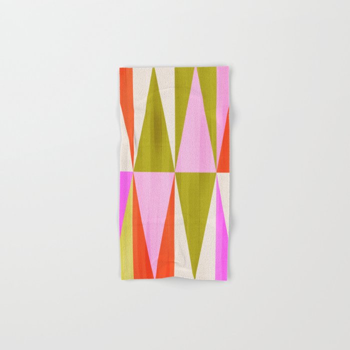 Mid Mod Diamond Pattern 1. textured Pink Green  Bath Towel Gallery Image 1
