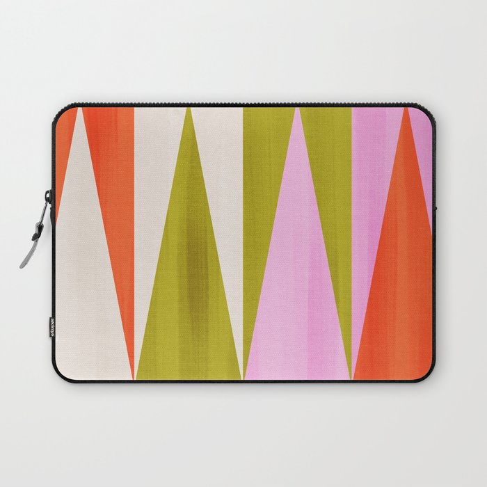 Mid Mod Diamond Pattern 1. textured Pink Green  Laptop Sleeve Gallery Image 1