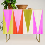 Mid Mod Diamond Pattern 1. textured Pink Green  Credenza Gallery Image 1