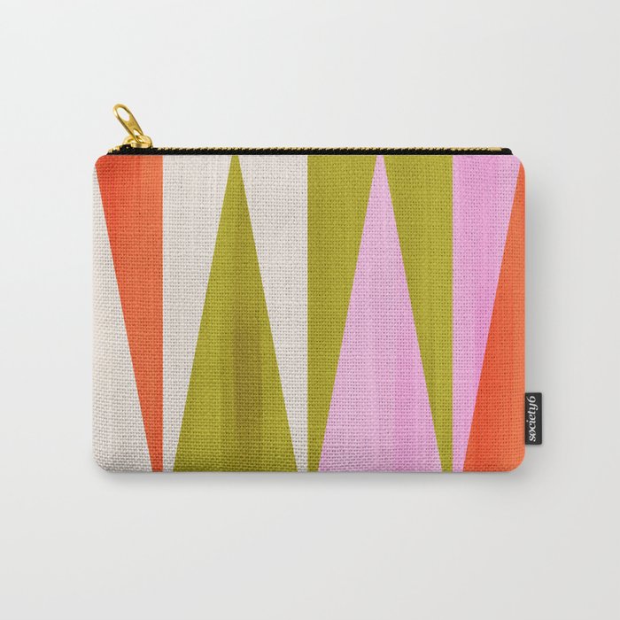 Mid Mod Diamond Pattern 1. textured Pink Green  Carry All Pouch Gallery Image 1