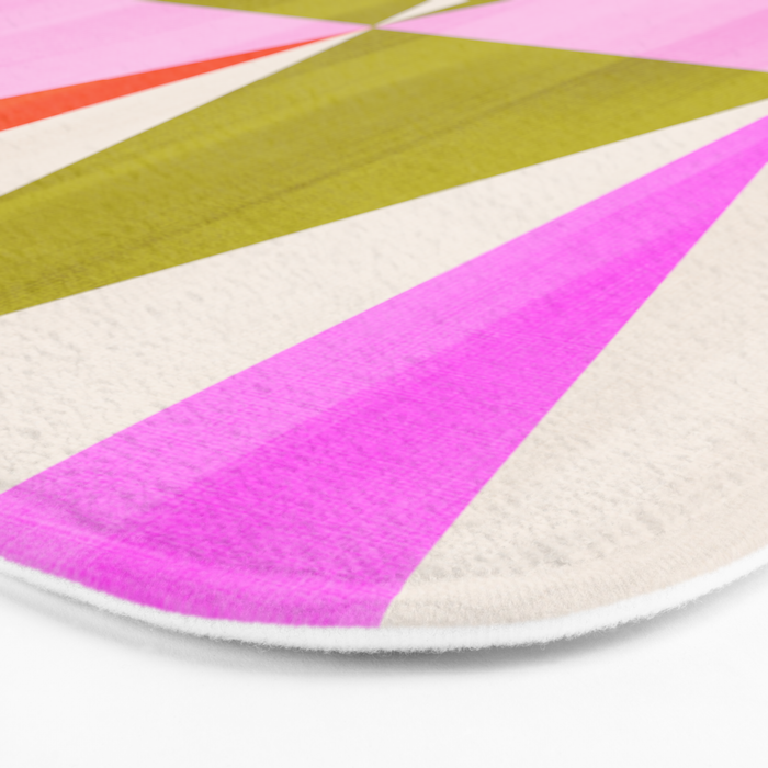 Mid Mod Diamond Pattern 1. textured Pink Green  Bath Mat Gallery Image 3