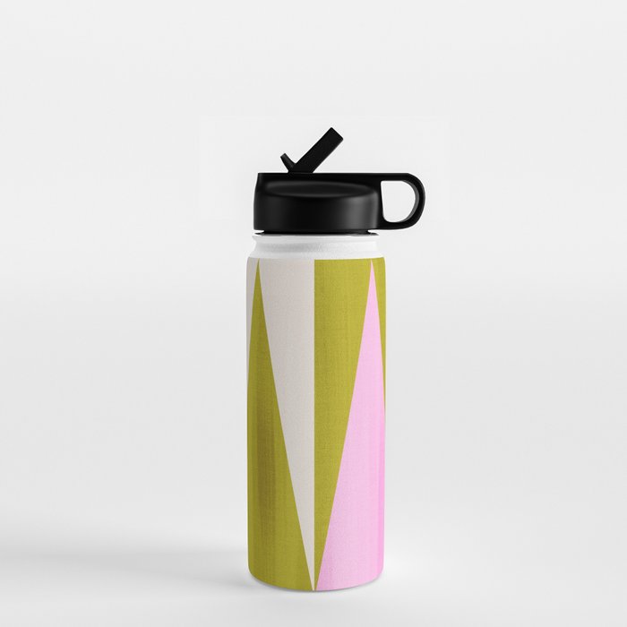 Mid Mod Diamond Pattern 1. textured Pink Green  Water Bottle Gallery Image 1