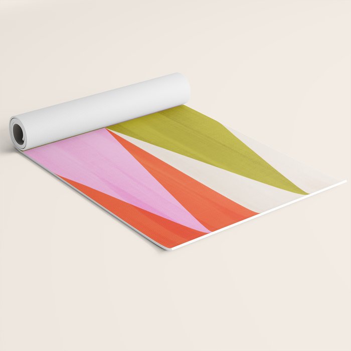 Mid Mod Diamond Pattern 1. textured Pink Green  Yoga Mat Gallery Image 2