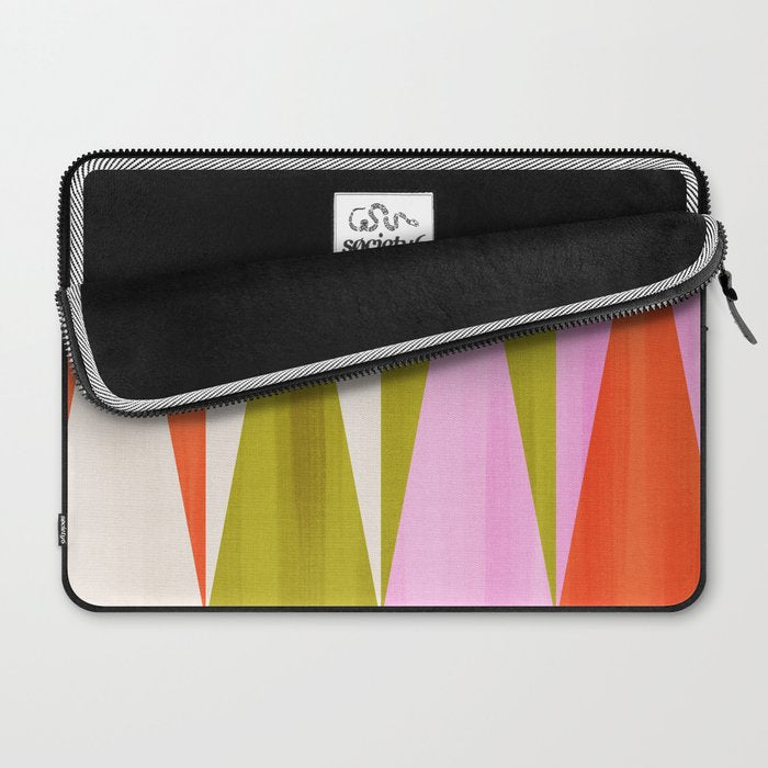Mid Mod Diamond Pattern 1. textured Pink Green  Laptop Sleeve Gallery Image 2
