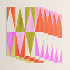 Mid Mod Diamond Pattern 1. textured Pink Green  Wrapping Paper Gallery Image 3