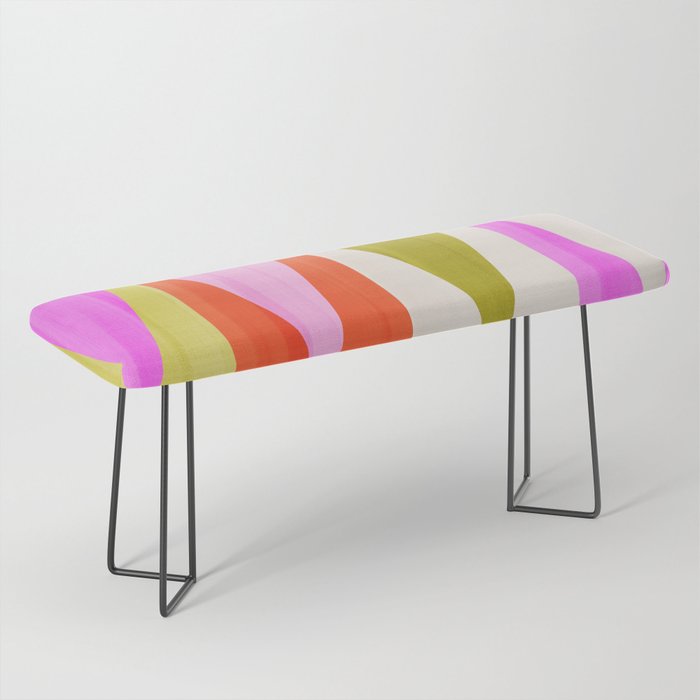 Mid Mod Diamond Pattern 1. textured Pink Green  Bench Gallery Image 1