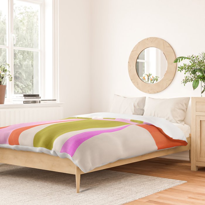 Mid Mod Diamond Pattern 1. textured Pink Green  Duvet Cover Gallery Image 2