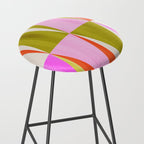 Mid Mod Diamond Pattern 1. textured Pink Green  Stool Gallery Image 2
