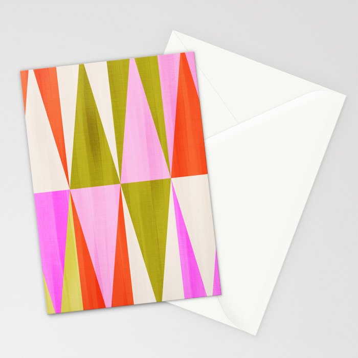 Mid Mod Diamond Pattern 1. textured Pink Green  Stationery Card Gallery Image 2