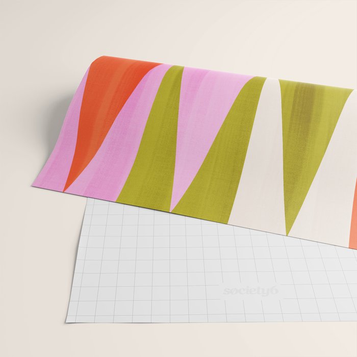 Mid Mod Diamond Pattern 1. textured Pink Green  Wrapping Paper Gallery Image 2