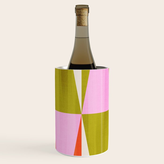 Mid Mod Diamond Pattern 1. textured Pink Green  Wine Chiller Gallery Image 1