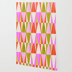Mid Mod Diamond Pattern 1. textured Pink Green  Wallpaper Gallery Image 2