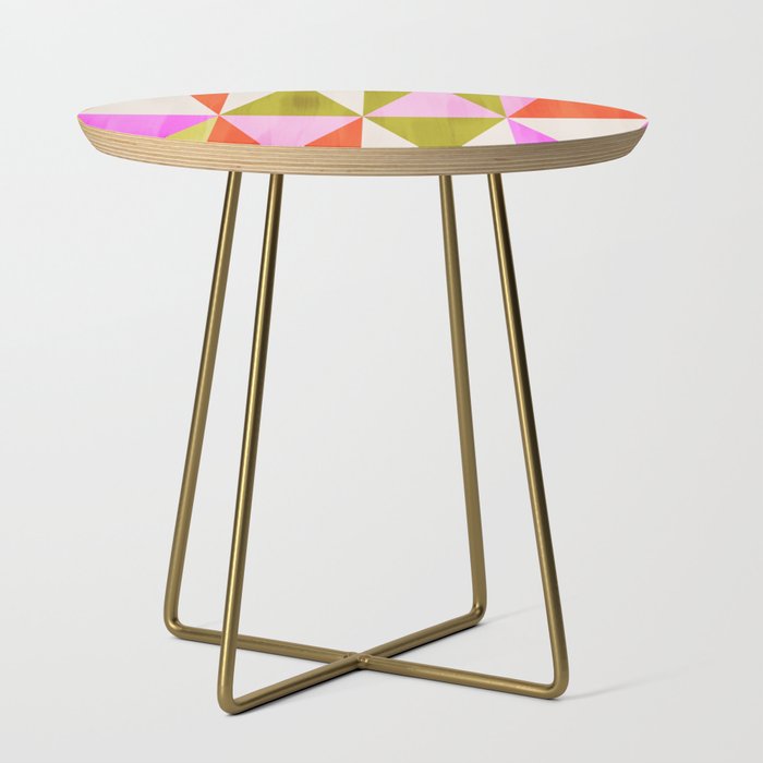Mid Mod Diamond Pattern 1. textured Pink Green  Side Table Gallery Image 1