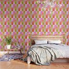 Mid Mod Diamond Pattern 1. textured Pink Green  Wallpaper Gallery Image 3