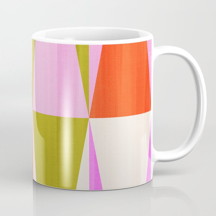 Mid Mod Diamond Pattern 1. textured Pink Green  Coffee Mug Gallery Image 1