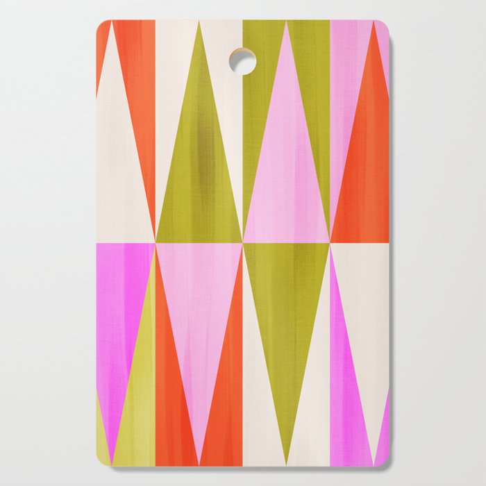 Mid Mod Diamond Pattern 1. textured Pink Green  Cutting Board Gallery Image 1