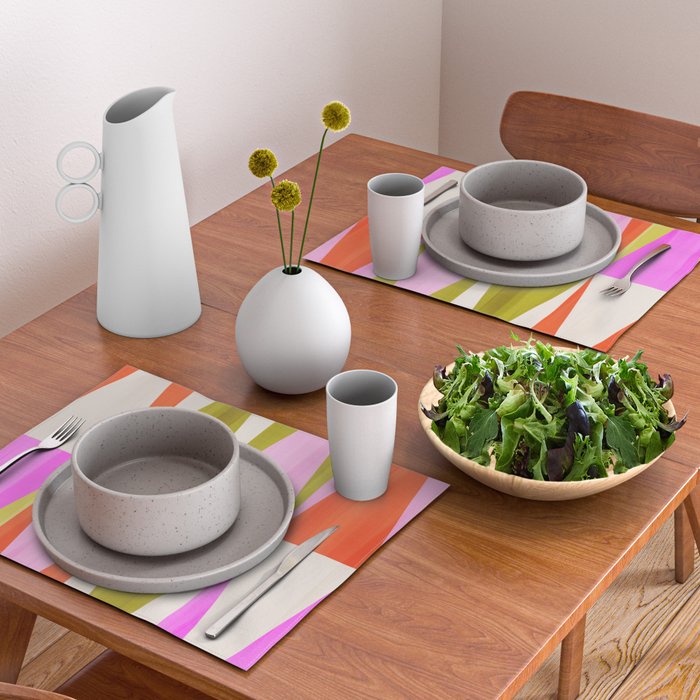 Mid Mod Diamond Pattern 1. textured Pink Green  Placemat Gallery Image 2