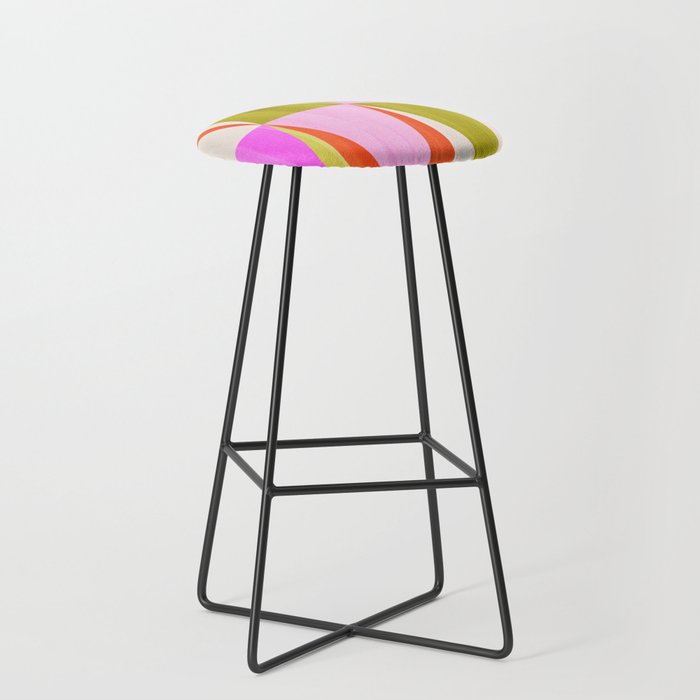 Mid Mod Diamond Pattern 1. textured Pink Green  Stool Gallery Image 1