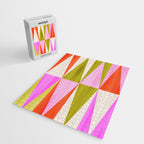 Mid Mod Diamond Pattern 1. textured Pink Green  Jigsaw Puzzle Gallery Image 2