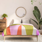 Mid Mod Diamond Pattern 1. textured Pink Green  Comforter Gallery Image 3