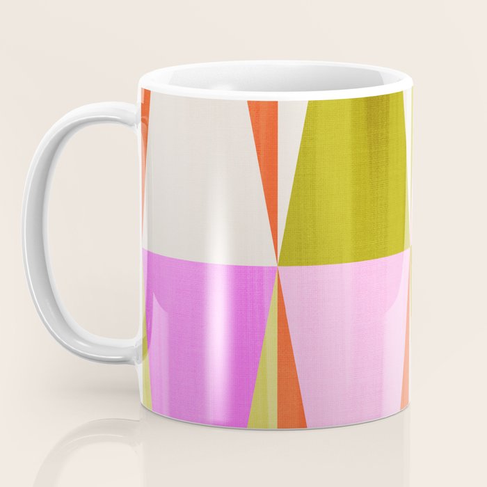Mid Mod Diamond Pattern 1. textured Pink Green  Coffee Mug Gallery Image 3