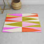 Mid Mod Diamond Pattern 1. textured Pink Green  Rug Gallery Image 1
