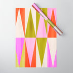 Mid Mod Diamond Pattern 1. textured Pink Green  Wrapping Paper Gallery Image 1