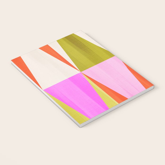 Mid Mod Diamond Pattern 1. textured Pink Green  Notebook Gallery Image 3