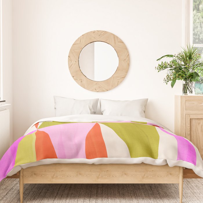 Mid Mod Diamond Pattern 1. textured Pink Green  Duvet Cover Gallery Image 3