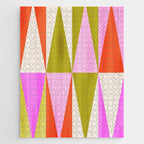Mid Mod Diamond Pattern 1. textured Pink Green  Jigsaw Puzzle Gallery Image 1