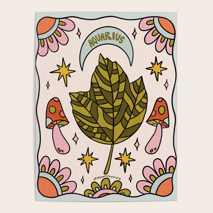 Aquarius Leaf Poster Gallery Image 1