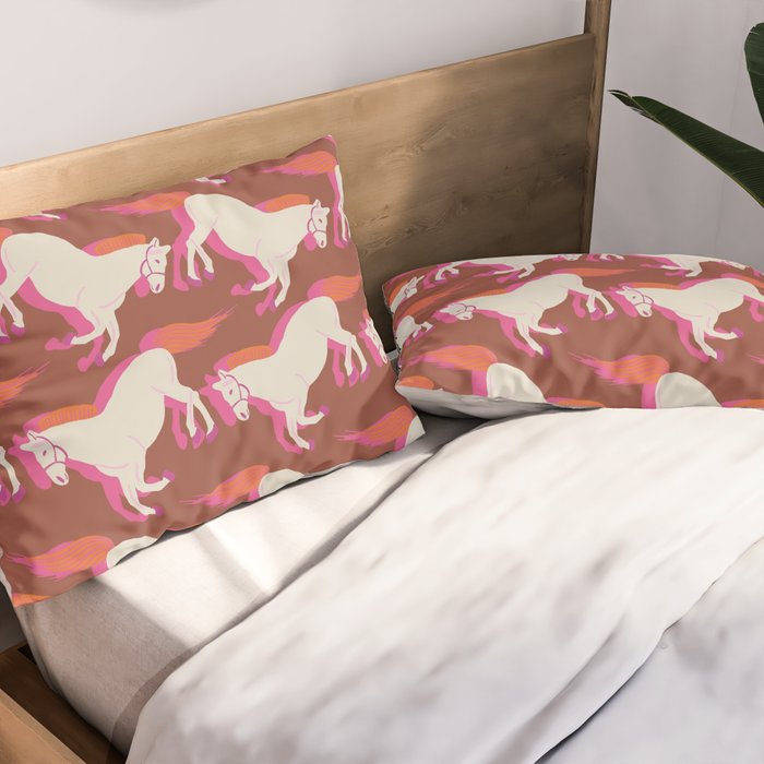 Horses in red Pillow Sham Gallery Image 2