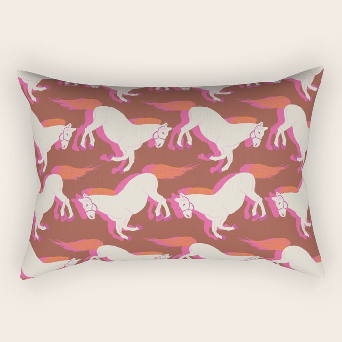 Horses in red Rectangular Pillow Gallery Image 2