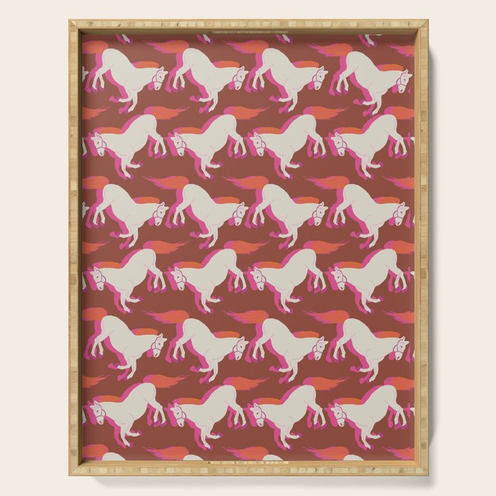 Horses in red Serving Tray Gallery Image 1