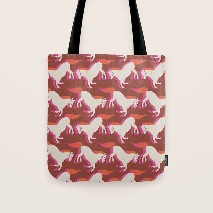 Horses in red Tote Bag Gallery Image 1