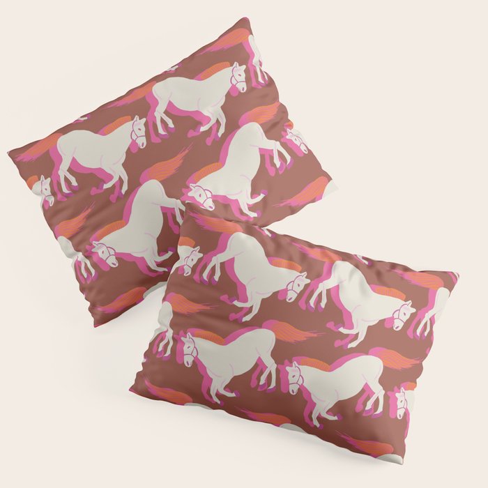 Horses in red Pillow Sham Gallery Image 1