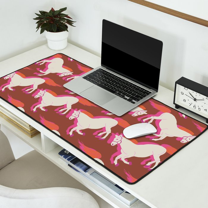 Horses in red Desk Mat Gallery Image 2
