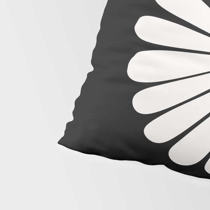 Retro Daisy Abstract II Black and White Bold Floral Pillow Sham Gallery Image 4