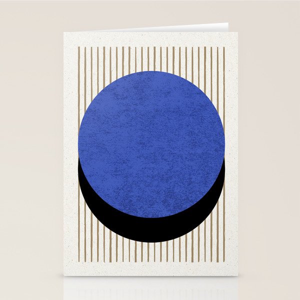 Circle Navy Blue Stripes Stationery Card Gallery Image 2