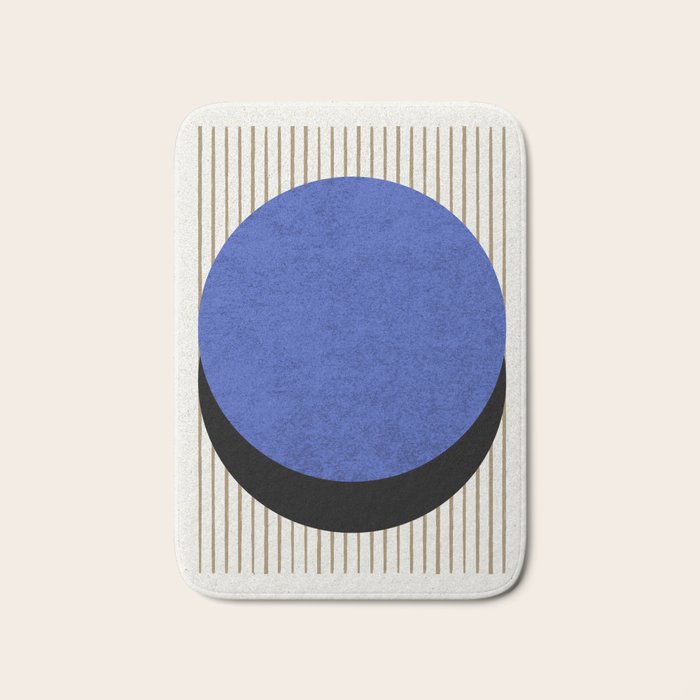 Circle Navy Blue Stripes Bath Mat Gallery Image 1