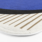 Circle Navy Blue Stripes Bath Mat Gallery Image 3