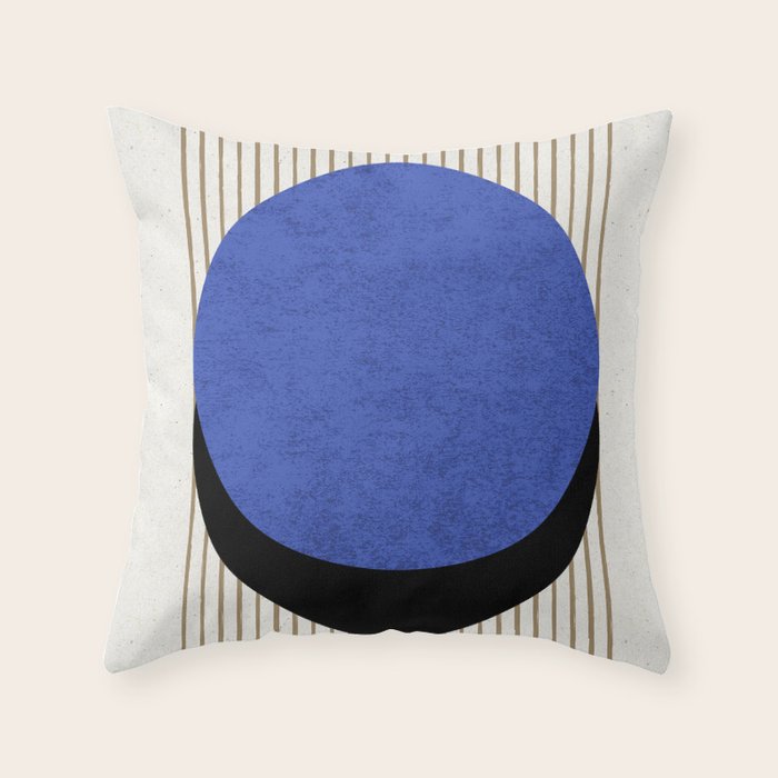 Circle Navy Blue Stripes Throw Pillow Gallery Image 6